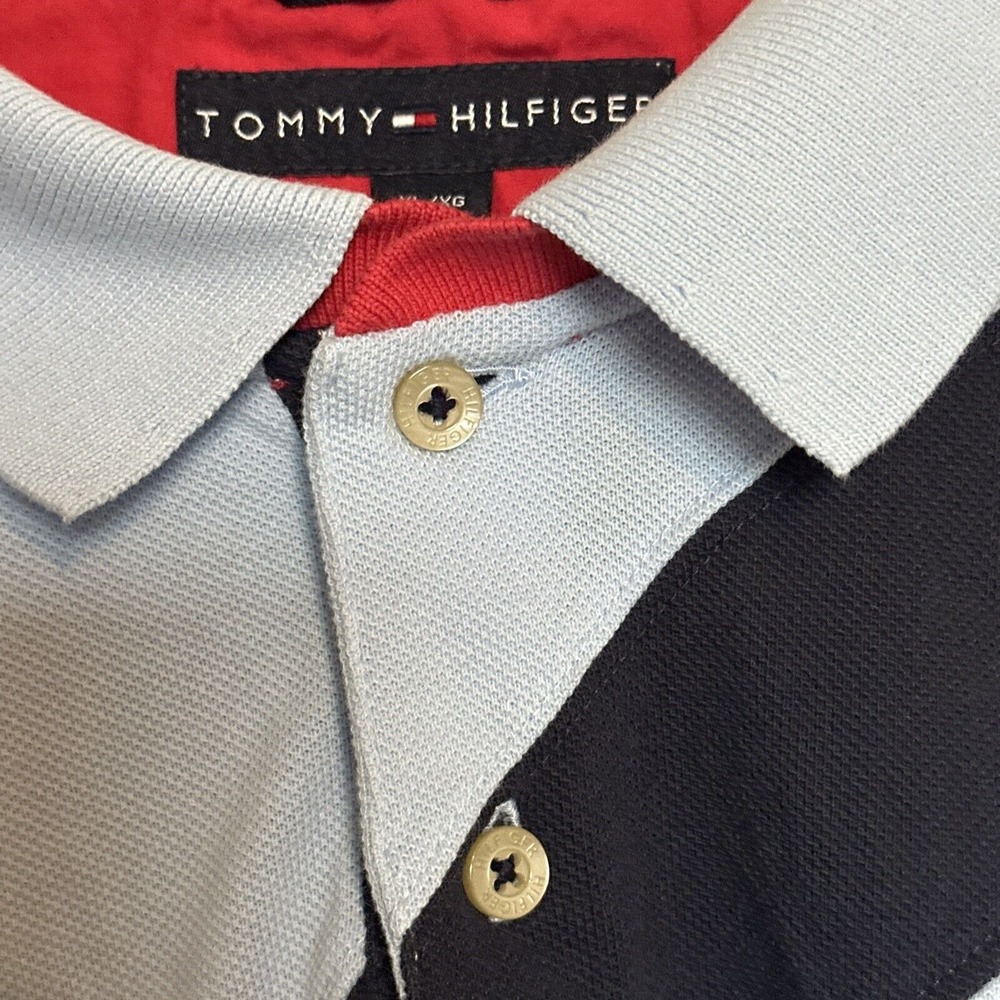 Vintage Tommy Hilfiger Shirt Y2K Rugby Diagonal Stripe Polo Men's L Color block - Picture 6 of 10